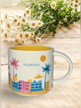 Starbbucks You Are Here Collection Yellow-Interior Ceramic Coffee Mug